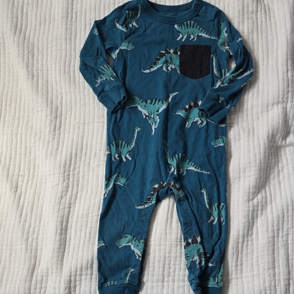 Tea Collection Blue Dinosaur Romper - Picture 1 of 2